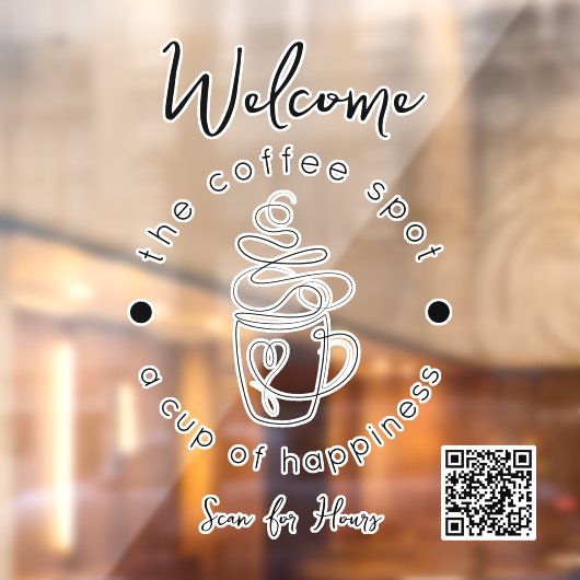 Custom Coffee Shop Fügen Sie Ihr Logo Minimalistis Fensteraufkleber (Blatt 2)