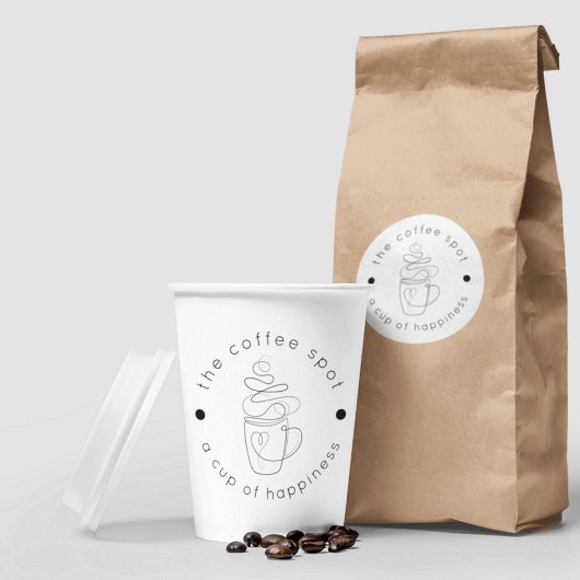 Custom Coffee Shop Fügen Sie Ihr Logo Minimalistis Pappbecher