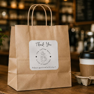 Custom Coffee Shop Fügen Sie Ihr Logo Minimalistis Quadratischer Aufkleber