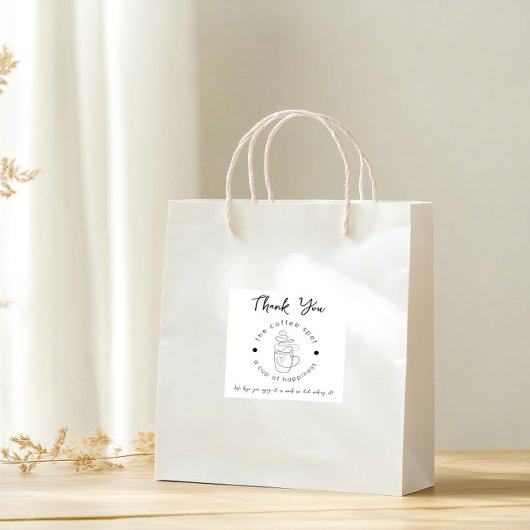 Custom Coffee Shop Fügen Sie Ihr Logo Minimalistis Quadratischer Aufkleber