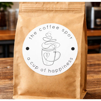 Custom Coffee Shop Fügen Sie Ihr Logo Minimalistis Runder Aufkleber
