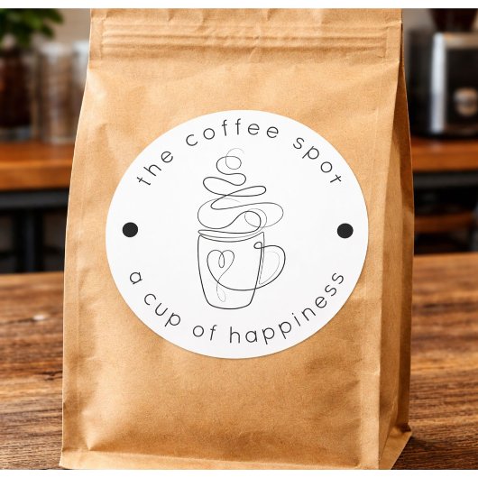 Custom Coffee Shop Fügen Sie Ihr Logo Minimalistis Runder Aufkleber