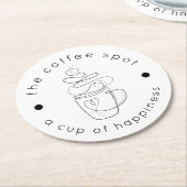 Custom Coffee Shop Fügen Sie Ihr Logo Minimalistis Runder Pappuntersetzer (Angewinkelt)