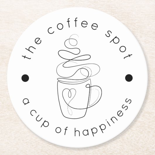Custom Coffee Shop Fügen Sie Ihr Logo Minimalistis Runder Pappuntersetzer (Vorderseite)