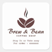 Custom coffee shop logo square sticker (Vorderseite)
