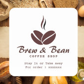 Custom coffee shop logo square sticker