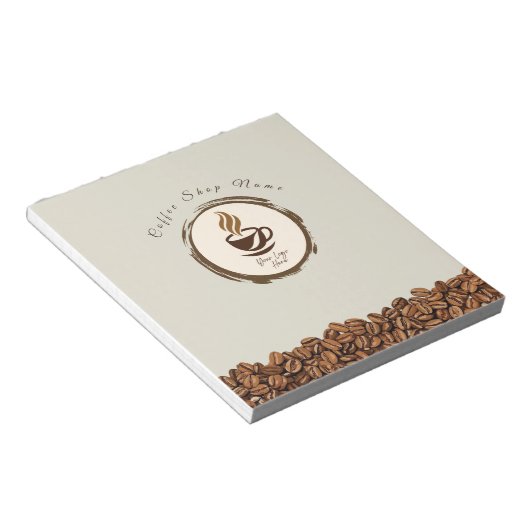 Custom Coffee Shop Notepad – Personalized Logo  Notizblock (angewinkelt)