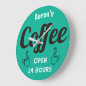 Custom Coffee Shop Sign Clock Große Wanduhr (Winkel)