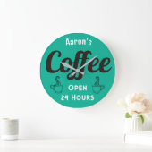 Custom Coffee Shop Sign Clock Große Wanduhr (Zuhause)