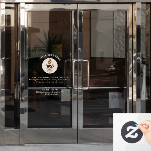 Custom Coffee Shop Window Cling – Personalized  Fensteraufkleber (Büro Tür)