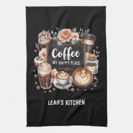 ☕ Custom Coffeecore Kitchen Café Kaffee Happy Plac Geschirrtuch