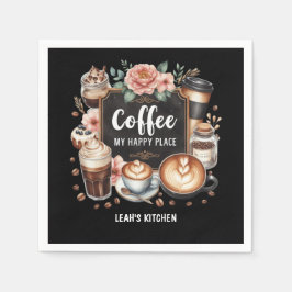 ☕ Custom Coffeecore Kitchen Café Kaffee Happy Plac Serviette