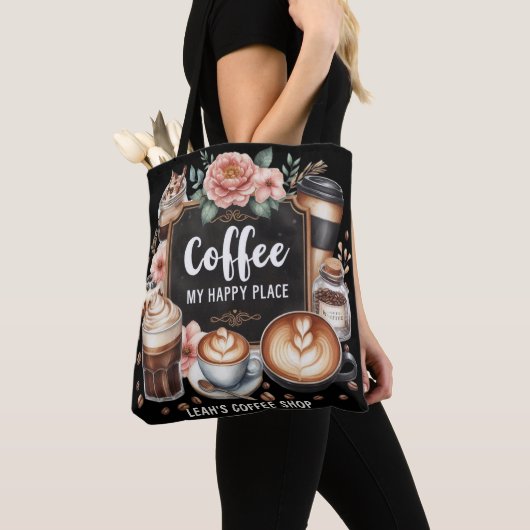 ☕ Custom Coffeecore Kitchen Café Kaffee Happy Plac Tasche (Von Nahem)