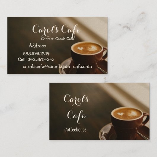 Custom Coffeehouse Café Coffee Shop Business Card Visitenkarte (Vorne/Hinten)