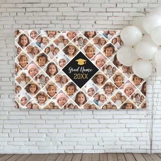 Custom Collage 12 Foto - Graduation Party Banner