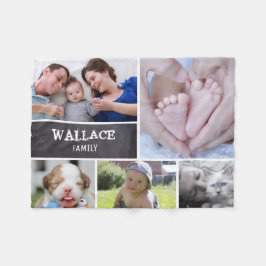 Custom Collage 5 Fotos, Personalisiert, chalkulier Fleecedecke