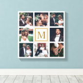 Custom Collage 8 Wedding Foto Gold Monogram Leinwanddruck (Insitu (Holzboden))