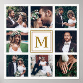Custom Collage 8 Wedding Foto Gold Monogram Poster (Vorne)