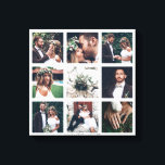 Custom Collage 9 Wedding Foto Square Leinwanddruck<br><div class="desc">Entwerfen Sie Ihre eigene Leinwand mit eigenen Hochzeitsfeiern,  Jubiläum,  Verlobung,  Geburtstag und besonderen Fotos.</div>
