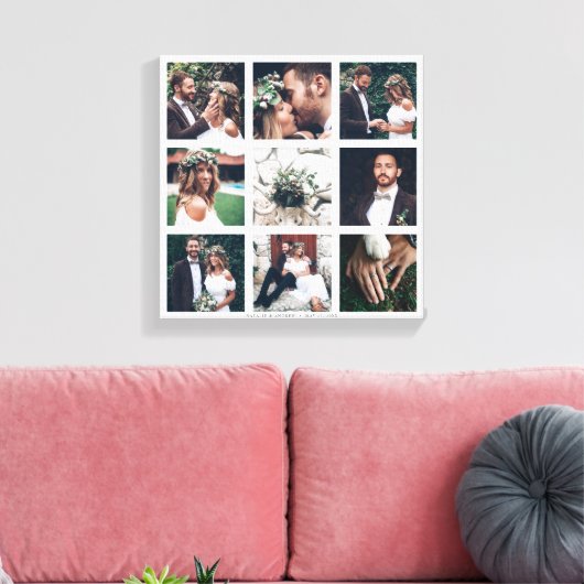 Custom Collage 9 Wedding Foto Square Leinwanddruck (Insitu (Wohnzimmer))