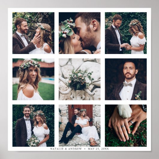 Custom Collage 9 Wedding Foto Square Poster (Vorne)