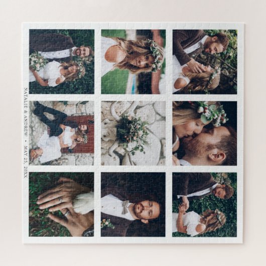 Custom Collage 9 Wedding Foto Square Puzzle (Horizontal)