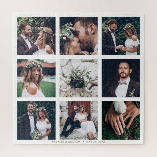 Custom Collage 9 Wedding Foto Square Puzzle (Vertikal)