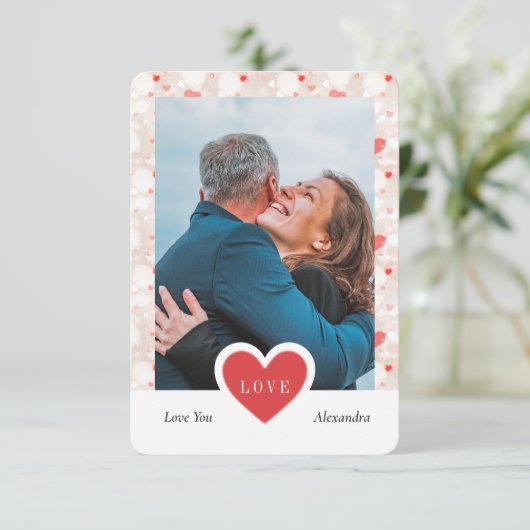 Custom Collage Couple Foto & Valentinstag Dankeskarte (Stehend Vorderseite)