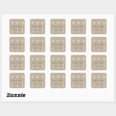 Custom Collage Cream Art Deco Wedding Quadratischer Aufkleber (Blatt)