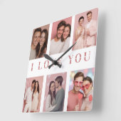 Custom Collage Photos Wall Clock | Valentine Gift Quadratische Wanduhr (Winkel)