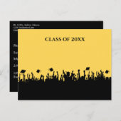 Custom Color Abschluss Class of Yellow Elegance Einladungspostkarte (Vorne/Hinten)