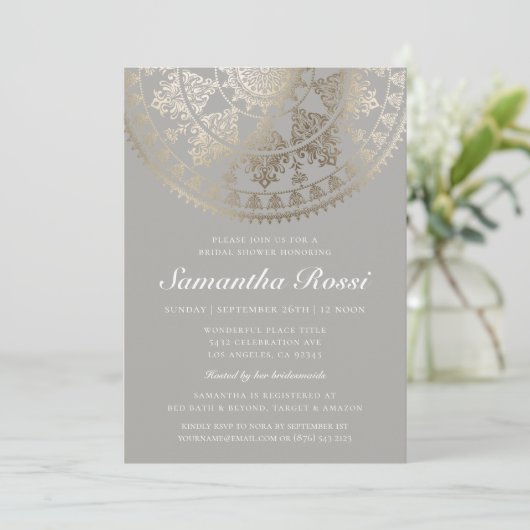 Custom Color Bridal Shower Einladungen Gold Foil (Stehend Vorderseite)