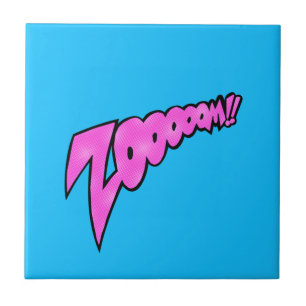 Custom Color Ceramic Tile - Speech Bubbles Zooooom Fliese
