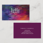 Custom Color Diamond Muster Hello Business Cards Visitenkarte (Vorne/Hinten)