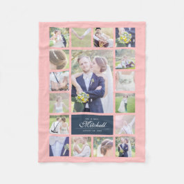 Custom Color Elegant Script Mr & Mrs. Foto Collage Fleecedecke