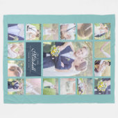 Custom Color Elegantes Script Mr & Mrs. Foto Colla Fleecedecke (Vorderseite (Horizontal))