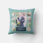 Custom Color Elegantes Script Mr & Mrs. Foto Colla Kissen (Rückseite)