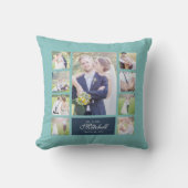 Custom Color Elegantes Script Mr & Mrs. Foto Colla Kissen (Vorderseite)