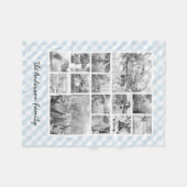 Custom Color Gingham 14 Foto Collage Baby Boy Fleecedecke (Vorderseite (Horizontal))