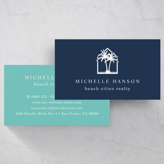 Custom Color House Palm Trees Realtor Visitenkarte