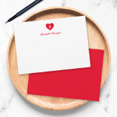 Custom Color Monogram Heart Modern Script Mitteilungskarte