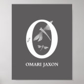 Custom Color Monogram Letter O Dragonfly Poster (Vorne)