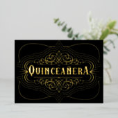 Custom Color Quinceñera South West Gold Folieneinladung (Stehend vorne)