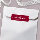 Custom Color Relax Script Danke Gastgeschenk Hochz<br><div class="desc">Dieses stylish Gastgeschenk Hochzeit Label enthält die Worte "danke" in weißem Schrift vor einer bearbeitbaren Hintergrundfarbe (klicken Sie auf anpassen, um zu ändern). Es macht eine großartige Gastgeschenk Hochzeit für Ihre Gastgeschenk Hochzeit Geschenke. Es ist einfach zu personalisieren; ersetzen Sie einfach den Platzhalter-Text, um Ihre eigenen Informationen hinzuzufügen. Für weitere...</div>