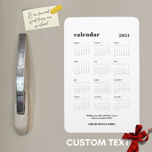 Custom Color SImple Chic 2024 White Calendar Magnet