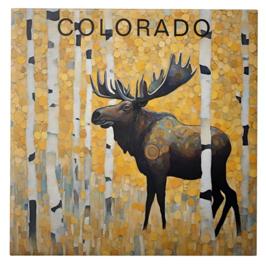 Custom Colorado Mountain Fall Moose Fliese (Vorderseite)