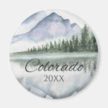 Custom Colorado Watercolor Mountain Lake Trees