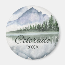 Custom Colorado Watercolor Mountain Lake Trees Magnet