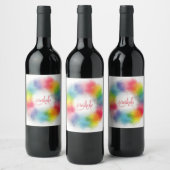 Custom Colorary Modern Rainbow Abstrakt Monogram Weinetikett (Flaschen)