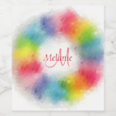 Custom Colorary Modern Rainbow Abstrakt Monogram Weinetikett (Einzelnes Label)